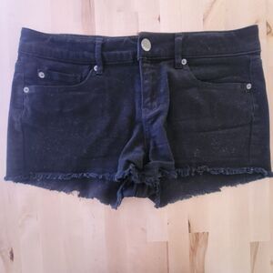 Juniors Jean Shorts High Rise Size 13 Black Preppy Whimsigoth Raw Hem Short